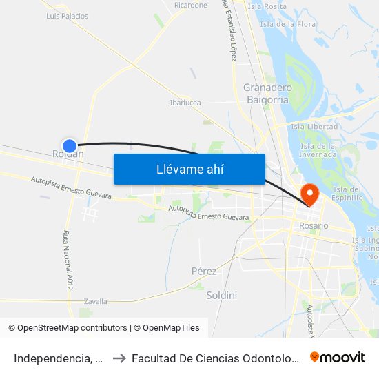 Independencia, 979 to Facultad De Ciencias Odontologicas map