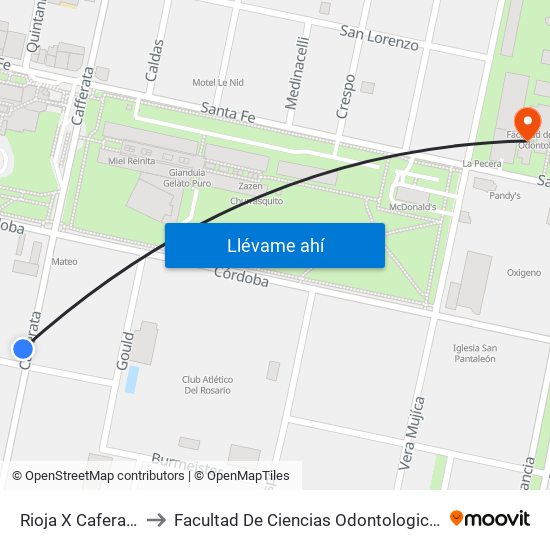 Rioja X Caferata to Facultad De Ciencias Odontologicas map