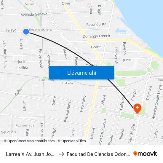 Larrea X Av. Juan José Paso to Facultad De Ciencias Odontologicas map