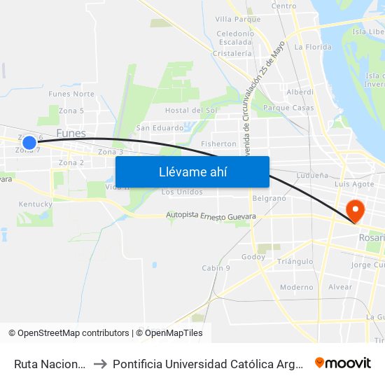Ruta Nacional 9, 3615 to Pontificia Universidad Católica Argentina Campus Rosario map