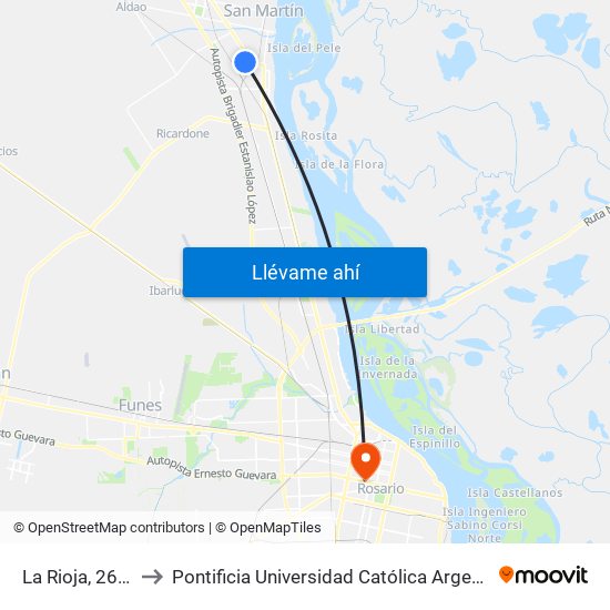 La Rioja, 2652-2700 to Pontificia Universidad Católica Argentina Campus Rosario map