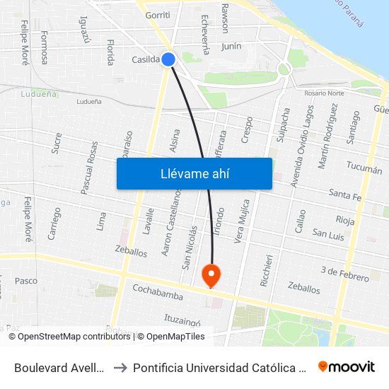 Boulevard Avellaneda Bis, 115 to Pontificia Universidad Católica Argentina Campus Rosario map