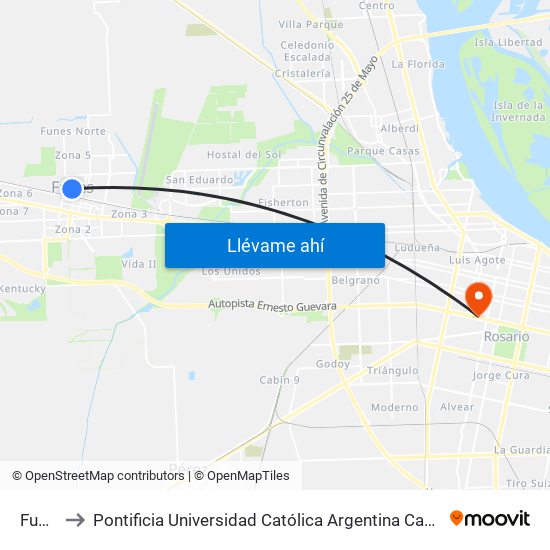 Fun33 to Pontificia Universidad Católica Argentina Campus Rosario map