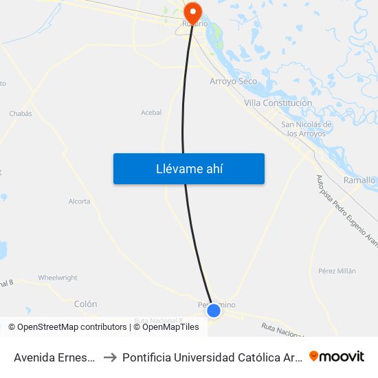 Avenida Ernesto Illia / Coni to Pontificia Universidad Católica Argentina Campus Rosario map
