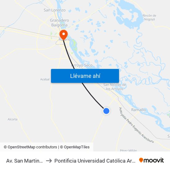 Av. San Martin X Lamadrid to Pontificia Universidad Católica Argentina Campus Rosario map