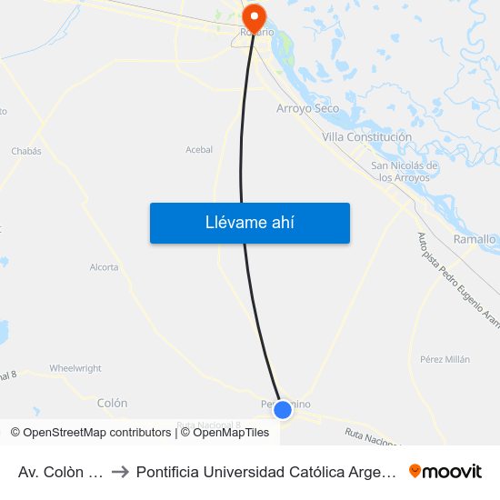 Av. Colòn X Larrea to Pontificia Universidad Católica Argentina Campus Rosario map