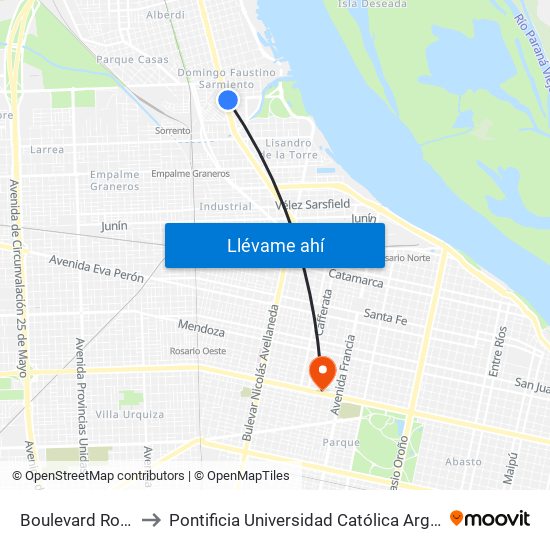 Boulevard Rondeau, 664 to Pontificia Universidad Católica Argentina Campus Rosario map