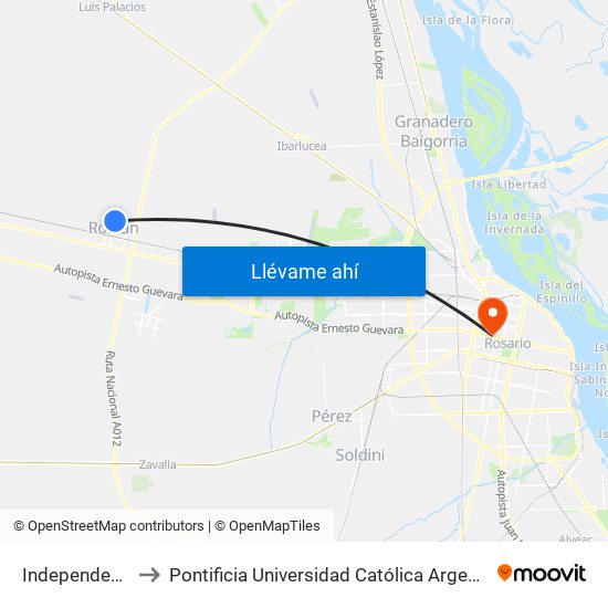 Independencia, 708 to Pontificia Universidad Católica Argentina Campus Rosario map
