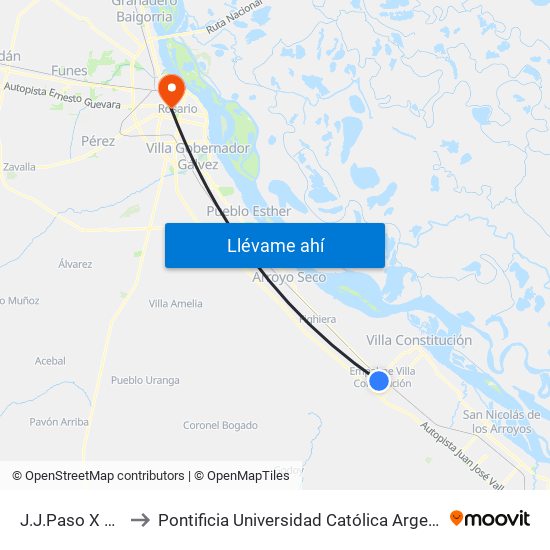 J.J.Paso X Ayacucho to Pontificia Universidad Católica Argentina Campus Rosario map