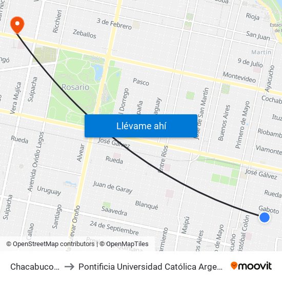 Chacabuco Y Garay to Pontificia Universidad Católica Argentina Campus Rosario map