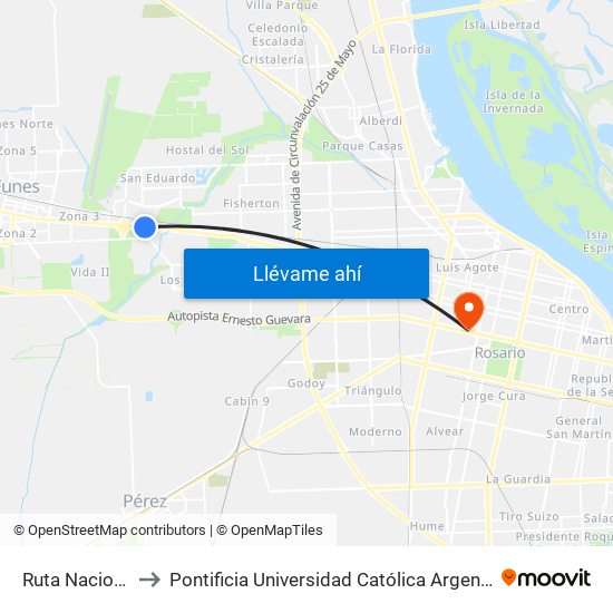 Ruta Nacional 9, 18 to Pontificia Universidad Católica Argentina Campus Rosario map