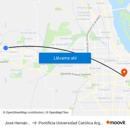 José Hernández, 2152 to Pontificia Universidad Católica Argentina Campus Rosario map