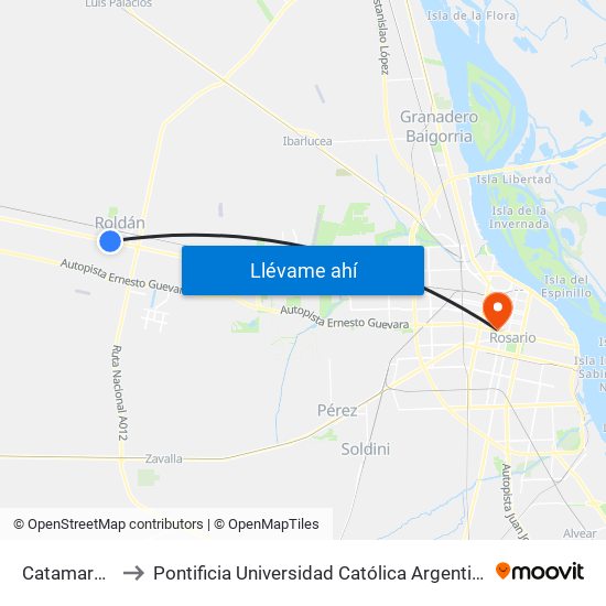 Catamarca, 970 to Pontificia Universidad Católica Argentina Campus Rosario map