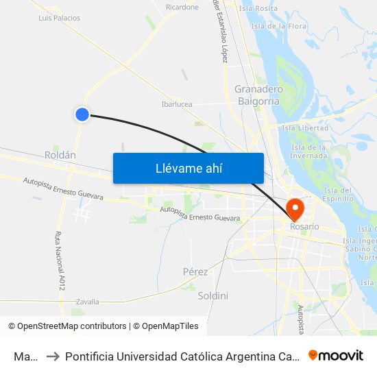 Makey to Pontificia Universidad Católica Argentina Campus Rosario map