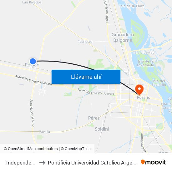 Independencia, 979 to Pontificia Universidad Católica Argentina Campus Rosario map