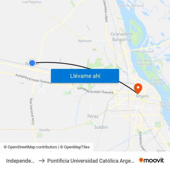 Independencia, 565 to Pontificia Universidad Católica Argentina Campus Rosario map