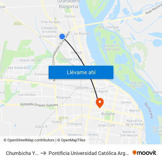 Chumbicha Y Colastiné to Pontificia Universidad Católica Argentina Campus Rosario map