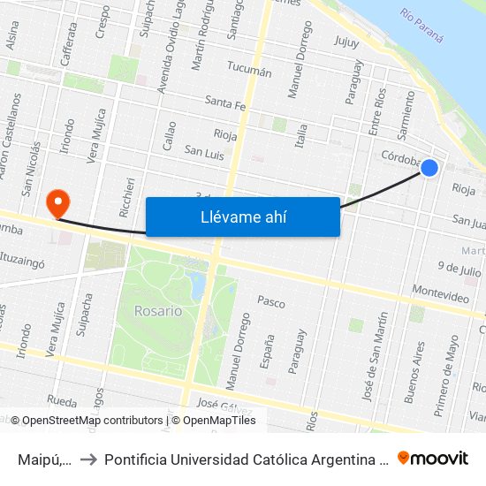 Maipú, 800 to Pontificia Universidad Católica Argentina Campus Rosario map