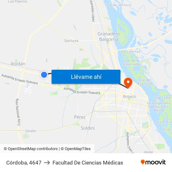 Córdoba, 4647 to Facultad De Ciencias Médicas map