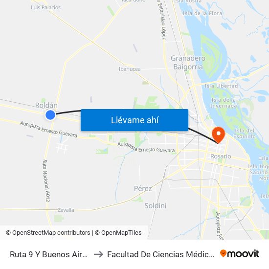 Ruta 9 Y Buenos Aires to Facultad De Ciencias Médicas map