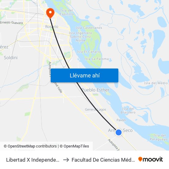 Libertad X Independencia to Facultad De Ciencias Médicas map
