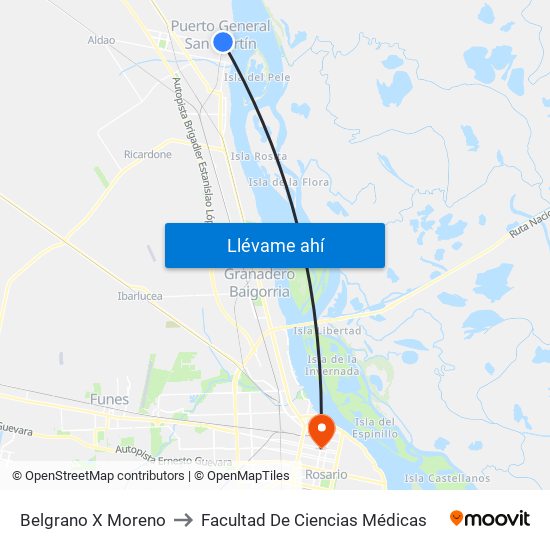 Belgrano X Moreno to Facultad De Ciencias Médicas map