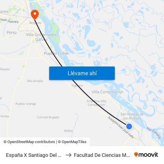 España X Santiago Del Estero to Facultad De Ciencias Médicas map