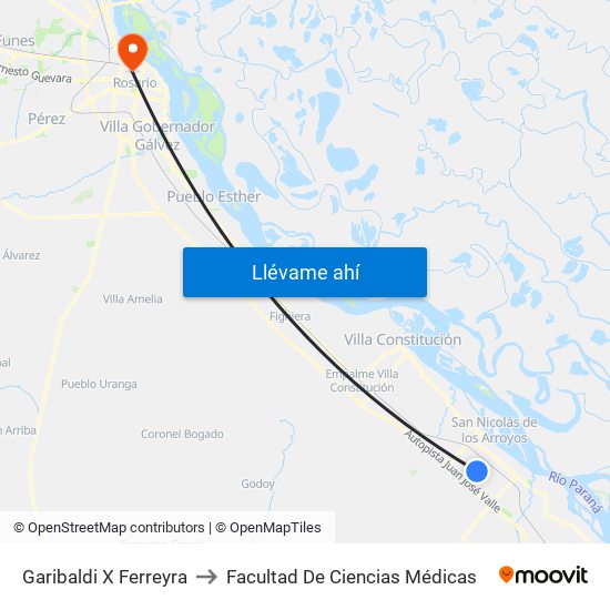 Garibaldi X Ferreyra to Facultad De Ciencias Médicas map