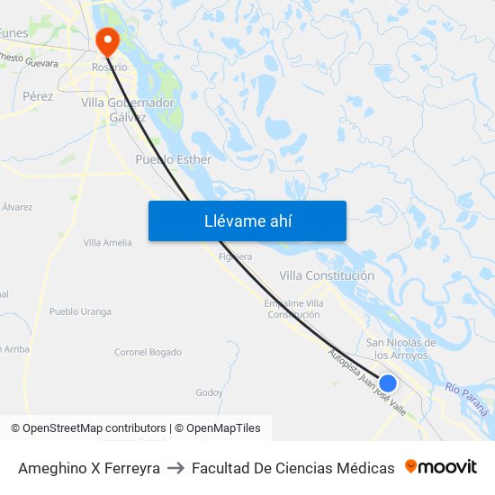 Ameghino X Ferreyra to Facultad De Ciencias Médicas map
