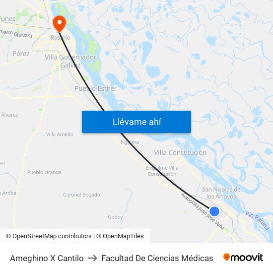 Ameghino X Cantilo to Facultad De Ciencias Médicas map