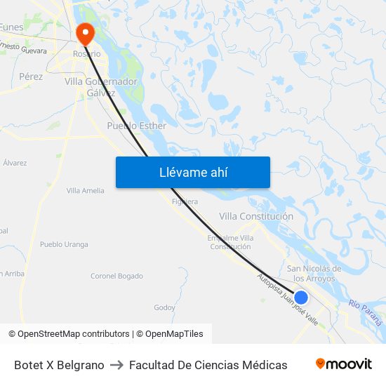 Botet X Belgrano to Facultad De Ciencias Médicas map