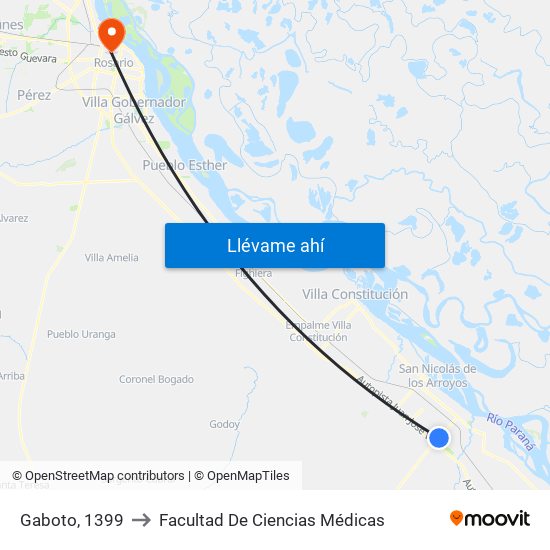 Gaboto, 1399 to Facultad De Ciencias Médicas map