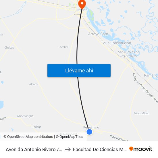 Avenida Antonio Rivero / Parodi to Facultad De Ciencias Médicas map