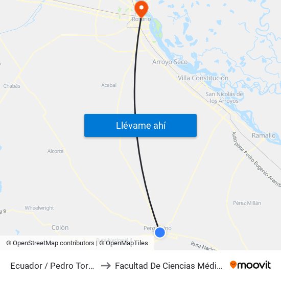 Ecuador / Pedro Torres to Facultad De Ciencias Médicas map