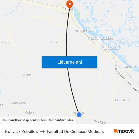 Bolivia / Zeballos to Facultad De Ciencias Médicas map