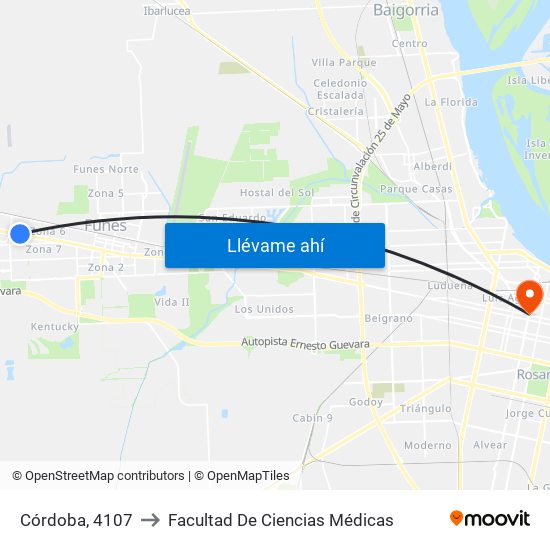 Córdoba, 4107 to Facultad De Ciencias Médicas map