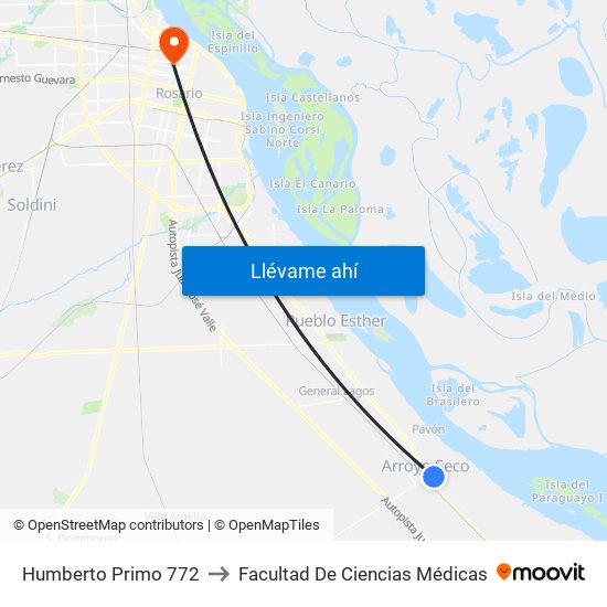 Humberto Primo 772 to Facultad De Ciencias Médicas map
