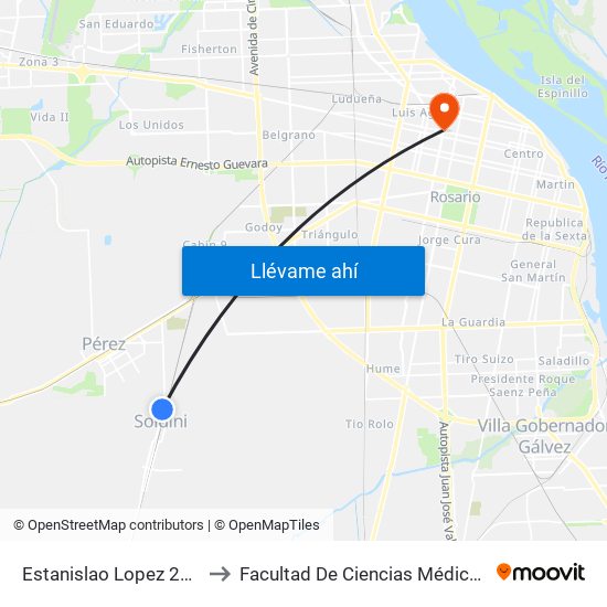 Estanislao Lopez 267 to Facultad De Ciencias Médicas map