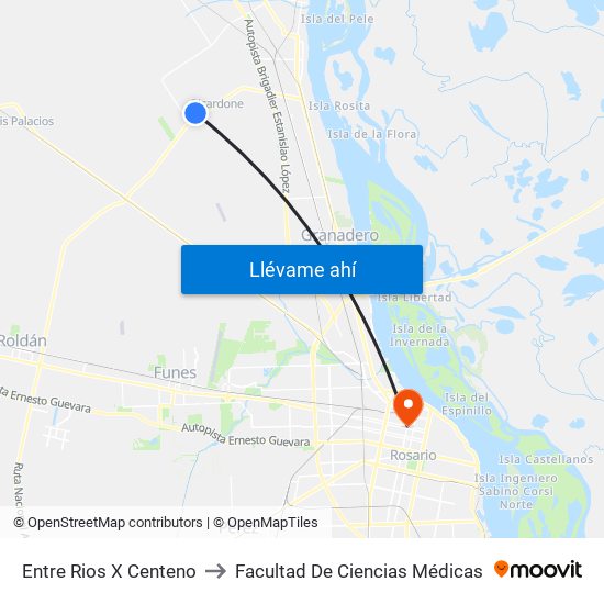 Entre Rios X Centeno to Facultad De Ciencias Médicas map