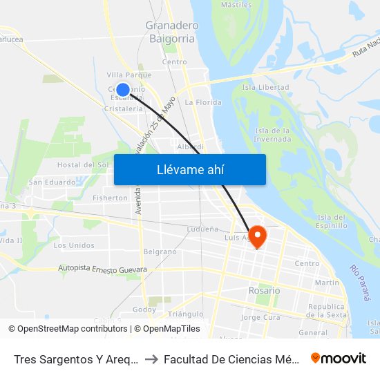 Tres Sargentos Y Arequipa to Facultad De Ciencias Médicas map