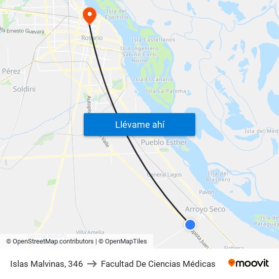 Islas Malvinas, 346 to Facultad De Ciencias Médicas map