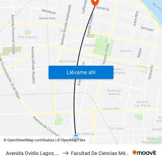 Avenida Ovidio Lagos, 5717 to Facultad De Ciencias Médicas map