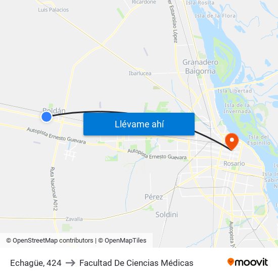 Echagüe, 424 to Facultad De Ciencias Médicas map