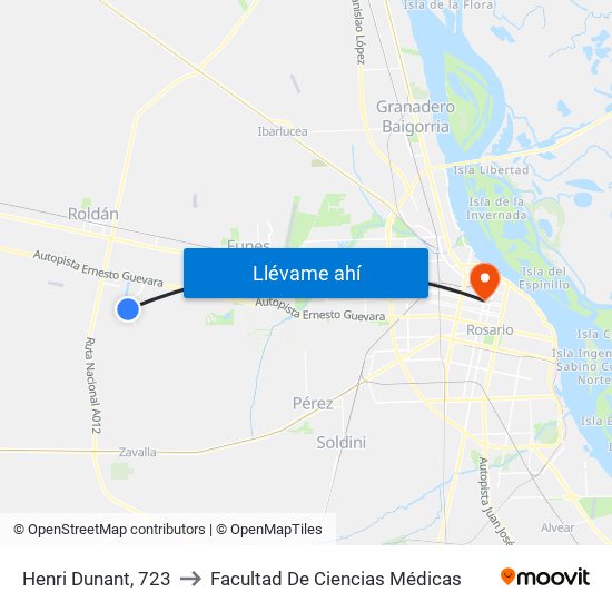 Henri Dunant, 723 to Facultad De Ciencias Médicas map