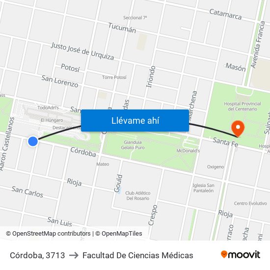 Córdoba, 3713 to Facultad De Ciencias Médicas map