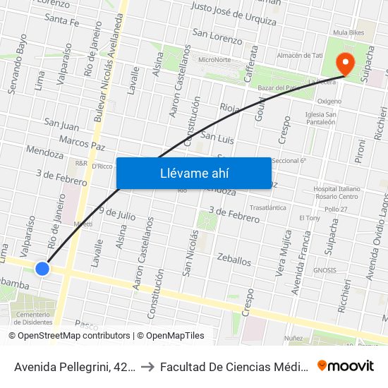 Avenida Pellegrini, 4222 to Facultad De Ciencias Médicas map