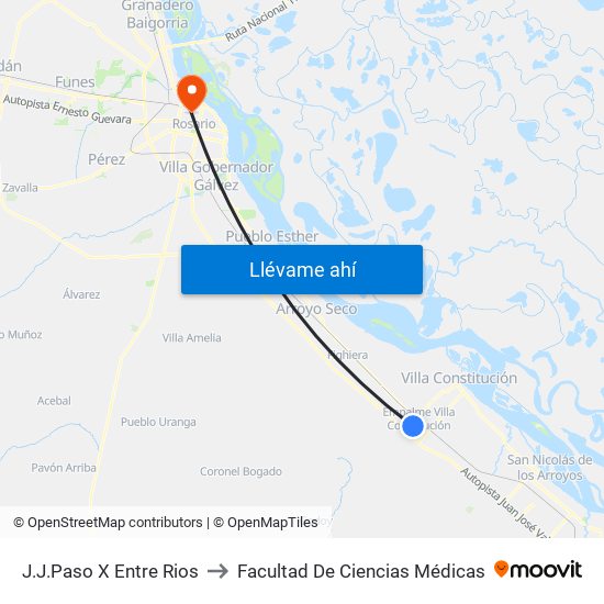 J.J.Paso X Entre Rios to Facultad De Ciencias Médicas map
