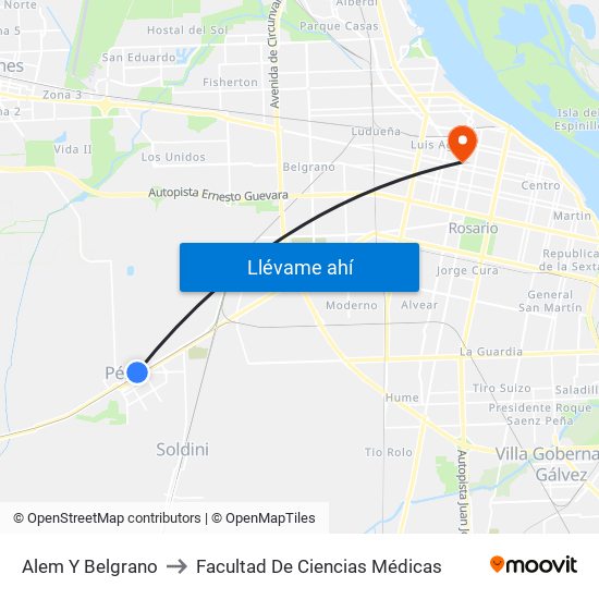 Alem Y Belgrano to Facultad De Ciencias Médicas map