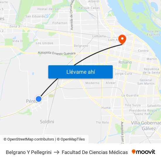 Belgrano Y Pellegrini to Facultad De Ciencias Médicas map