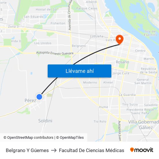 Belgrano Y Gúemes to Facultad De Ciencias Médicas map